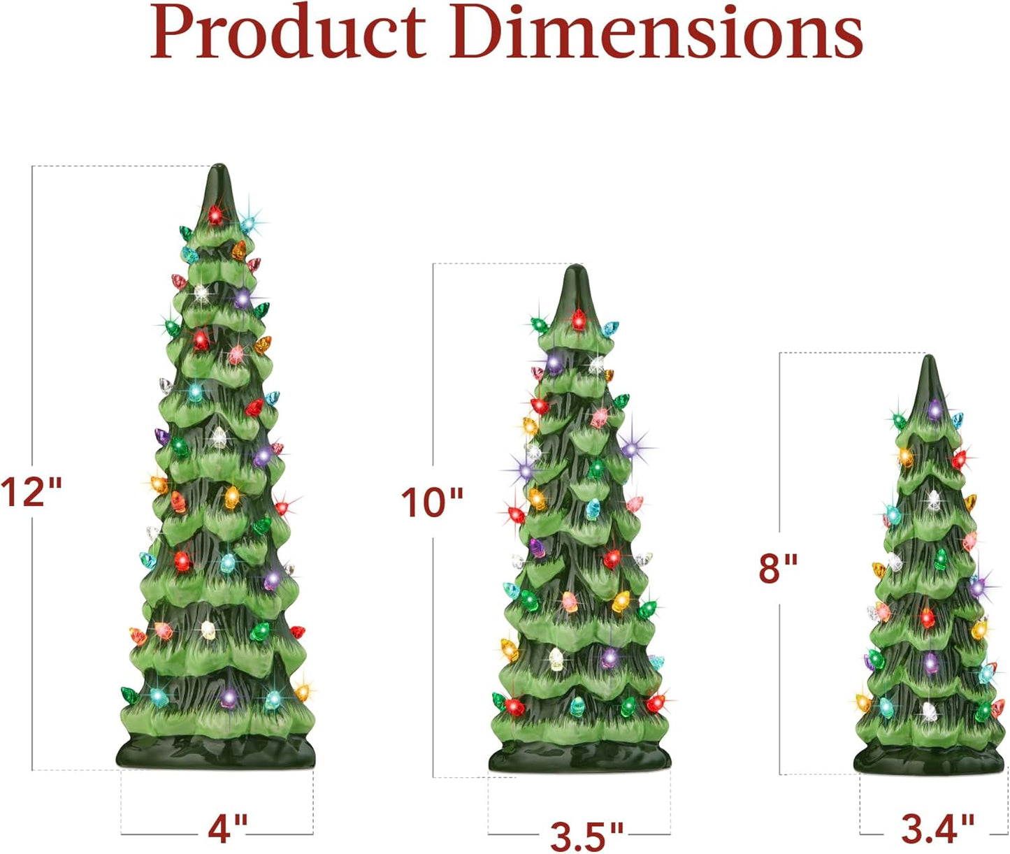 šRetro hand-painted tabletop Christmas trees