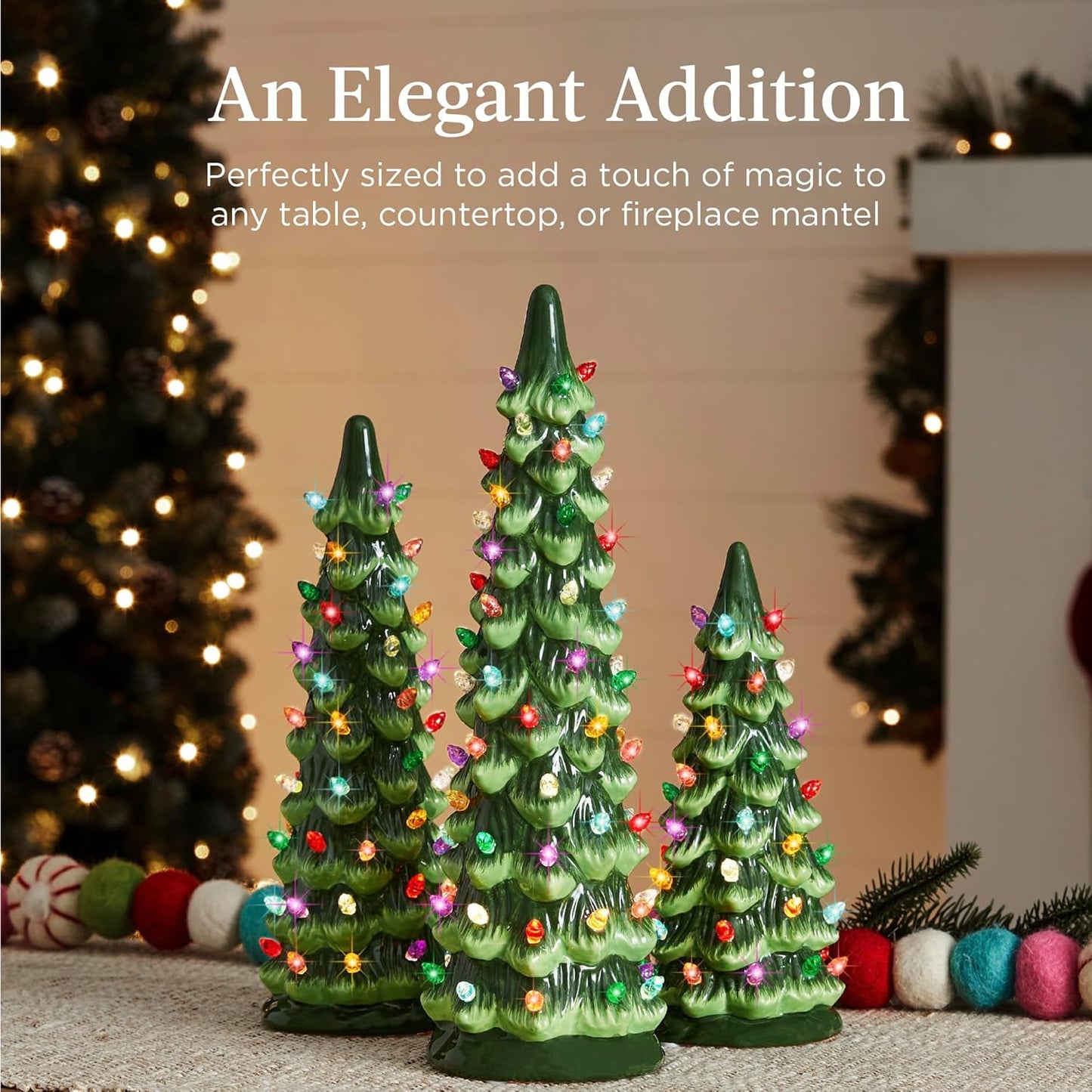 šRetro hand-painted tabletop Christmas trees